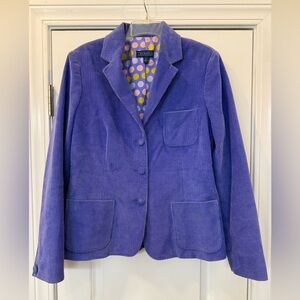 J. McLaughlin Purple Corduroy Blazer Sz 10